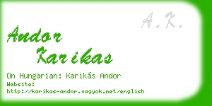 andor karikas business card