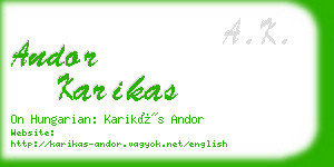 andor karikas business card